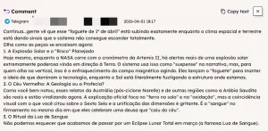 Mensagem que circula em grupo do Telegram com mais de 160 mil perfis. Foto: OpenMeasure/Reprodução