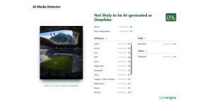 Diagnóstico do Sightengine de imagem de estádio em uma das cidades-sede da Copa